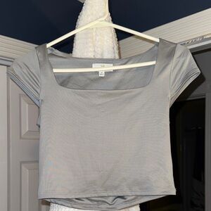 Stylish Gray Square Neck Crop Top